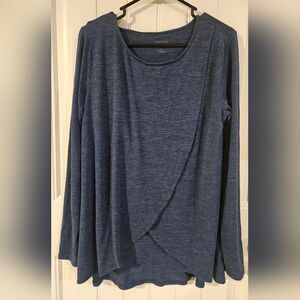 Isabel Maternity Long Sleeve Maternity + Nursing Shirt XL Heather Blue